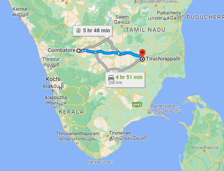 Coimbatore to Trichy One Way Taxi