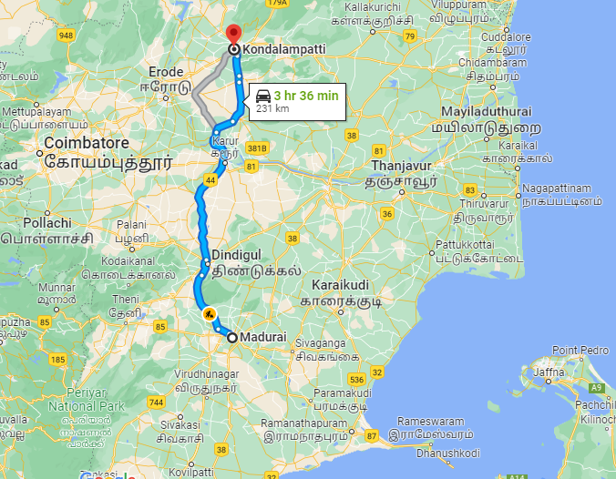 Madurai to Kondalampatti