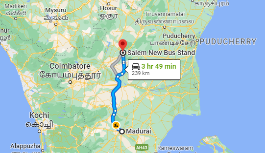 Madurai to Salem New Bus stand